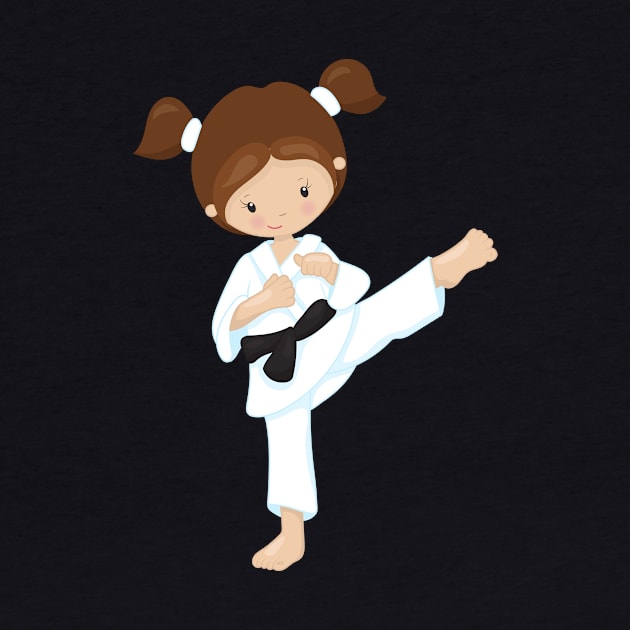 Karate Girl, Cute Girl, Brown Hair, Black Belt by Jelena Dunčević